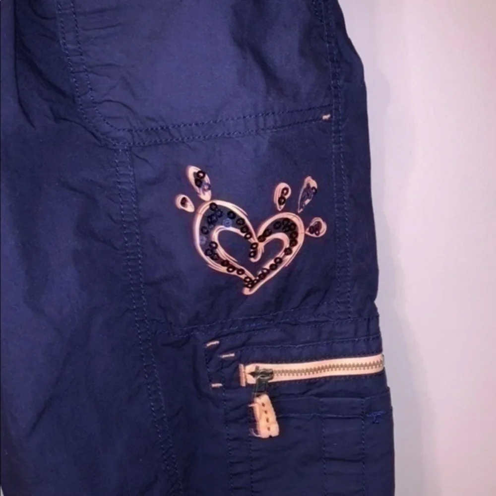 Navy blue and neon orange track pants joggers justice kids 18